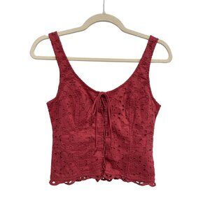 Abercrombie and Fitch Tank Top Size XS Embroidered Eyelet Lace Up Front Boho NEW